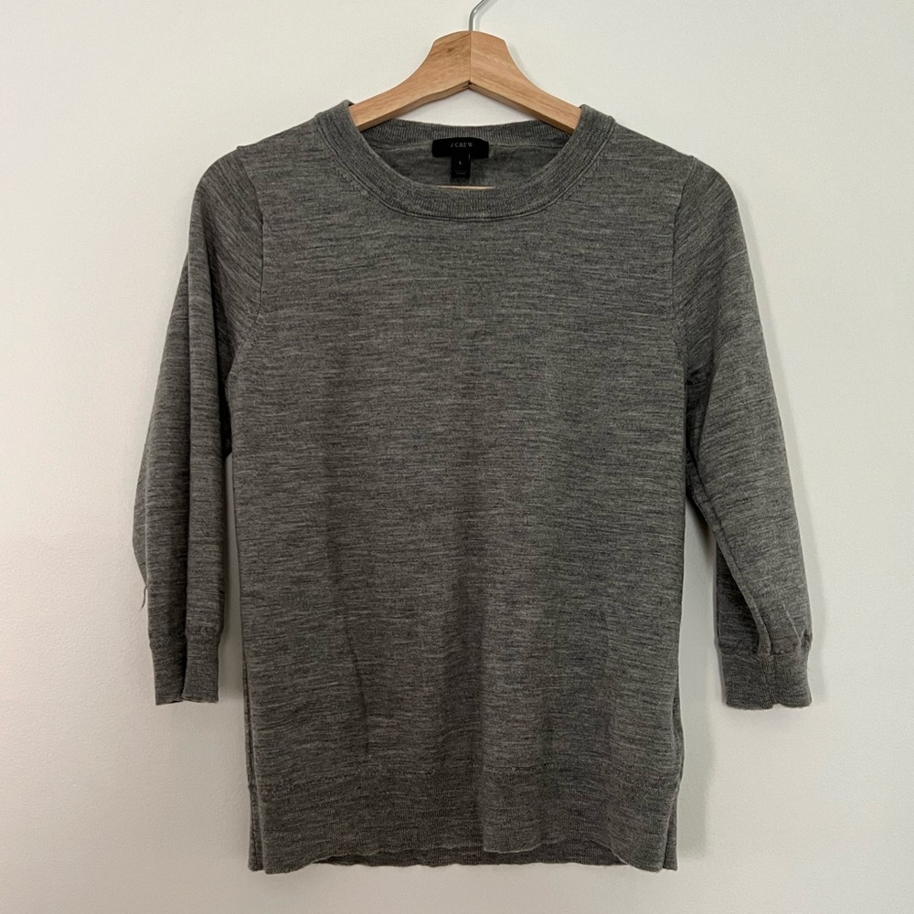 J. Crew - 3/4 Sleeve Sweater - Heather Gray